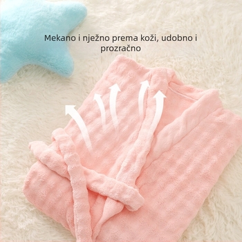 Ženski ogrtač za kupanje od koralnog flisa – upijajući ručnik za cijelo tijelo, proljeće-jesensko izdanje