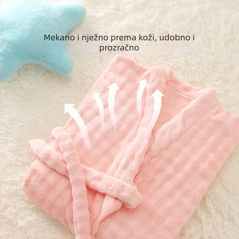 Ženski ogrtač za kupanje od koralnog flisa – upijajući ručnik za cijelo tijelo, proljeće-jesensko izdanje
