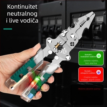 Sklopivi električarski višenamjenski alat: tester napona, odvijač, kliješta za skidanje izolacije i za navijanje kablova