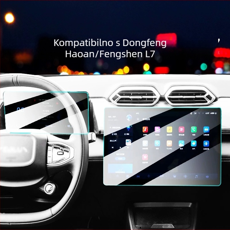 Staklena zaštita za središnji zaslon navigacije Dongfeng Fengshen — monolitna konstrukcija, površina otporna na otiske prstiju