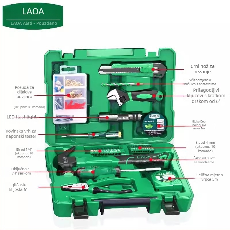 LA101207 116-dijelni skup alata za kućnu popravak – alati za demontažu, Old a, PC materijal