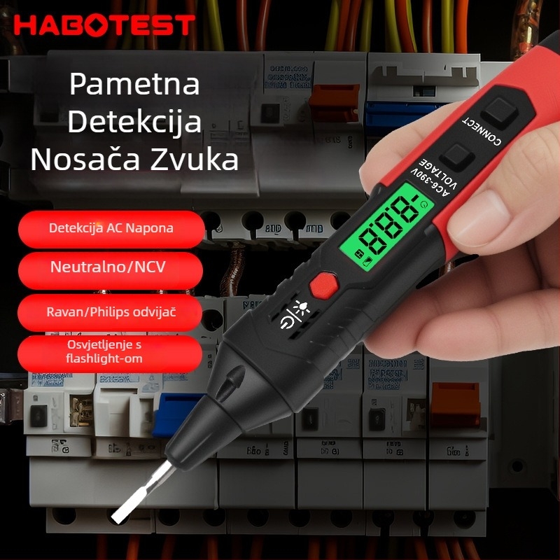 HT96A tester napona s glasovnim upozorenjem, senzorom, digitalnim zaslonom, 6V-390V za električare