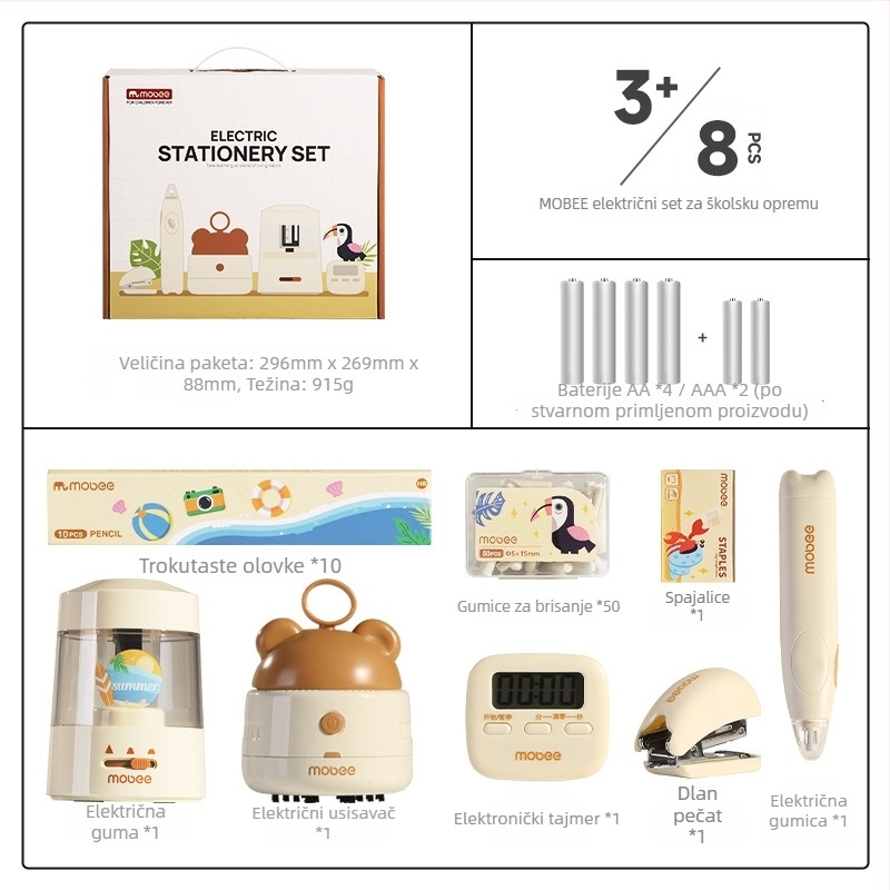 Električni oštrač olovaka – set s automatskim radom i stolnim sustavom za skupljanje prašine, u kutiji za poklon.