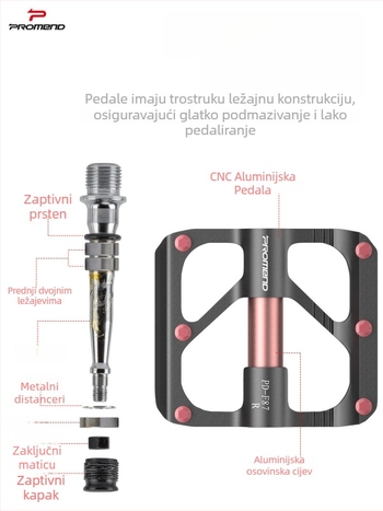 Promend Pd-F87 Aluminijska pedala, ultra lagana, za planinske i cestovne sklopive bicikle, s Cr-Mo osovinom