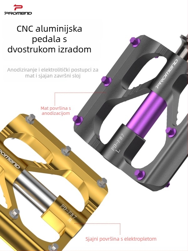 Promend Pd-F87 Aluminijska pedala, ultra lagana, za planinske i cestovne sklopive bicikle, s Cr-Mo osovinom