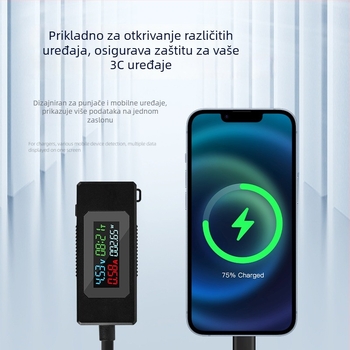 Type-C tester za punjenje mobitela: mjerenje struje i napona te testiranje snage punjenja, digitalni zaslon