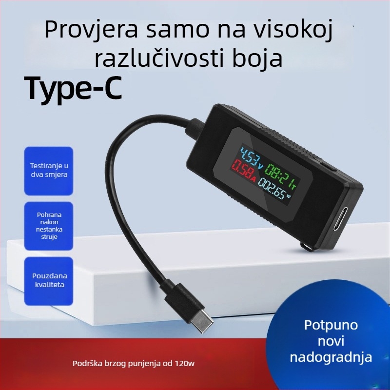 Type-C tester za punjenje mobitela: mjerenje struje i napona te testiranje snage punjenja, digitalni zaslon