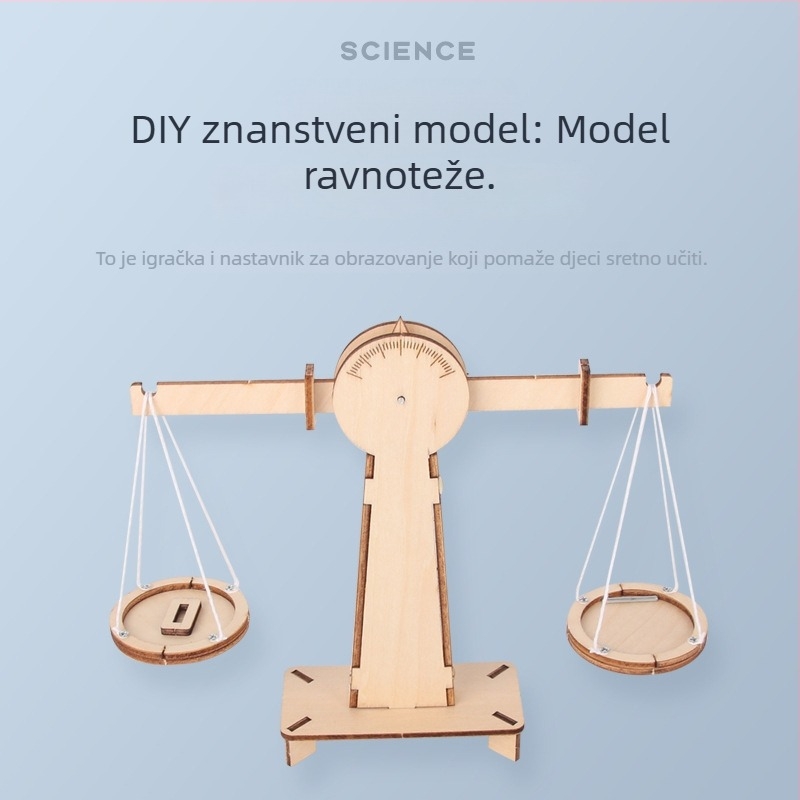 Električna balansna vaga — DIY komplet od boxwood drveta, edukativna igra fizike za djecu 4–6 godina