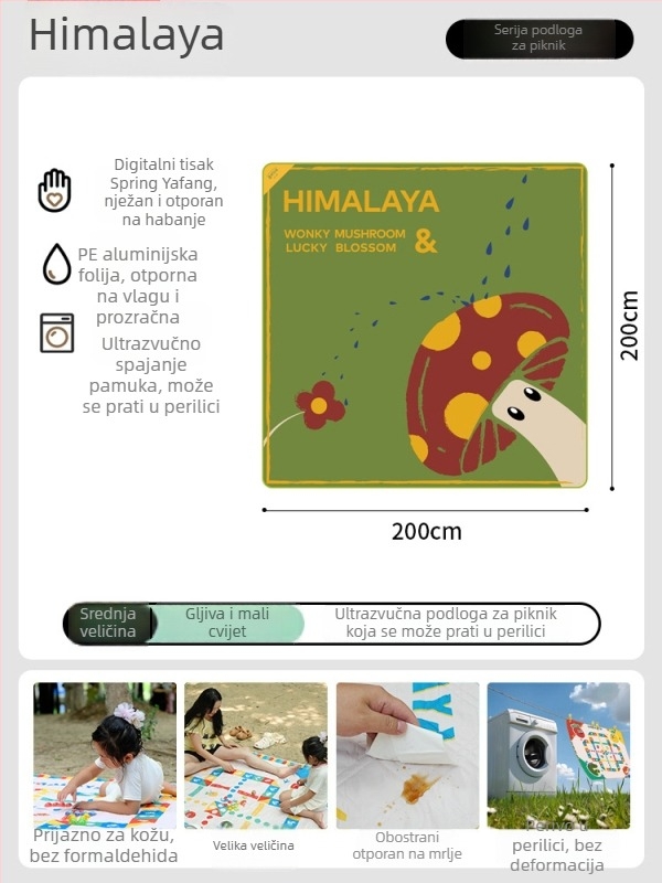 Himalaya vanjska piknik podloga – debeli, vodootporni sklopivi madrac za kampiranje i piknik, za 2–4 osobe, pogodna za plažu i dječje igre