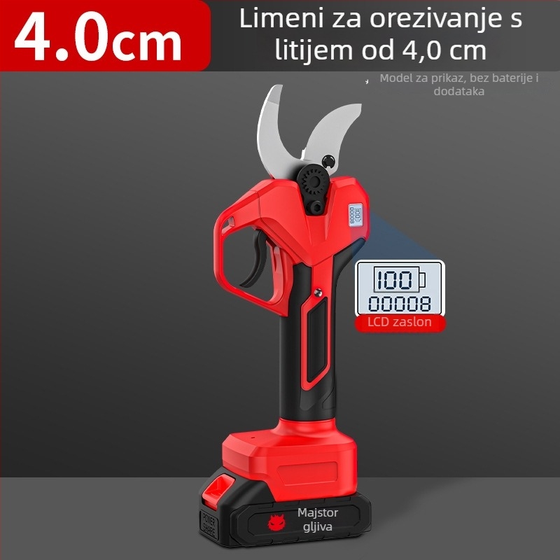 Električne škare za podrezivanje s bezčetkasti motorom, litijskom baterijom, visoka snaga, dug vijek baterije, podesive