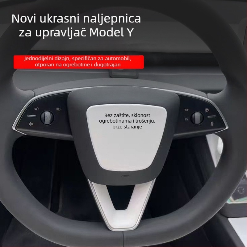 Tesla Model Y unutarnja ukrasna zaštitna naljepnica za volan, plastika