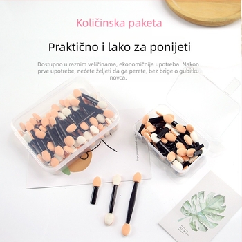 Set četkica za sjenilo u kutiji, plastične drške, prijenosno, 50 četkica, dlačice od drugog materijala