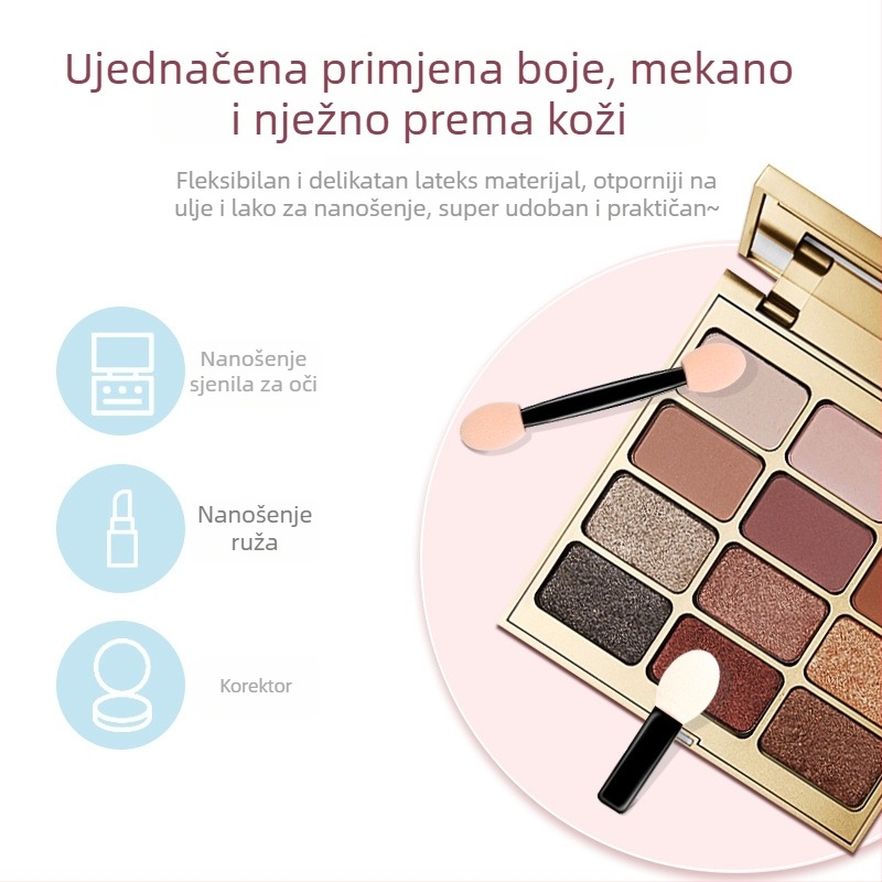 Set četkica za sjenilo u kutiji, plastične drške, prijenosno, 50 četkica, dlačice od drugog materijala