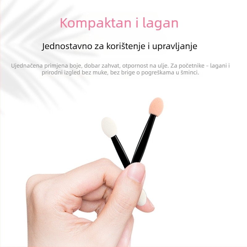Set četkica za sjenilo u kutiji, plastične drške, prijenosno, 50 četkica, dlačice od drugog materijala