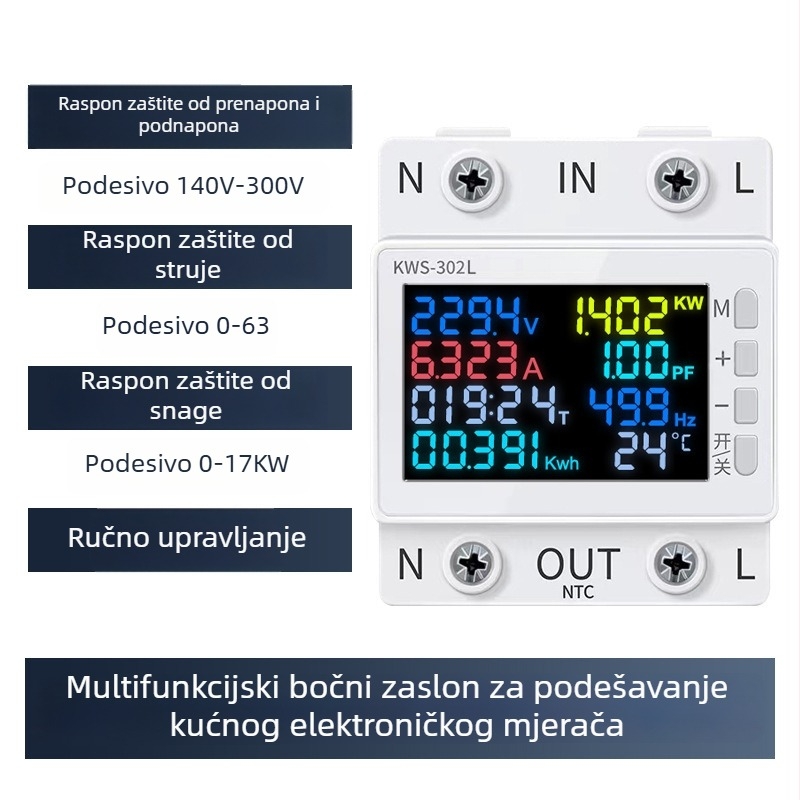 Pametni WiFi LCD upravljač za električni mjerni uređaj, s daljinskim upravljanjem, zaštita od prenaponske, pregrijavanja i pretjeranog strujnog toka.