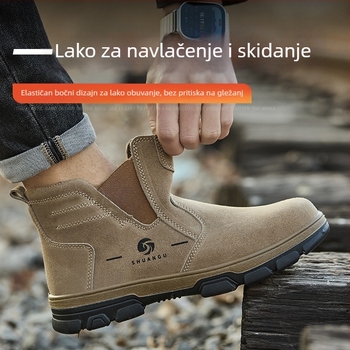 Čizme za zavarivače: lagani slip-on, prozračne, od veluru teleće kože, s čeličnim prstom, otporni na udarce i probijanje, srednja visina gornjeg dijela