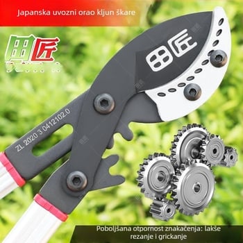 Teleskopski rezač grana s pogonom zupčanicima za visoke grane voćnih stabala