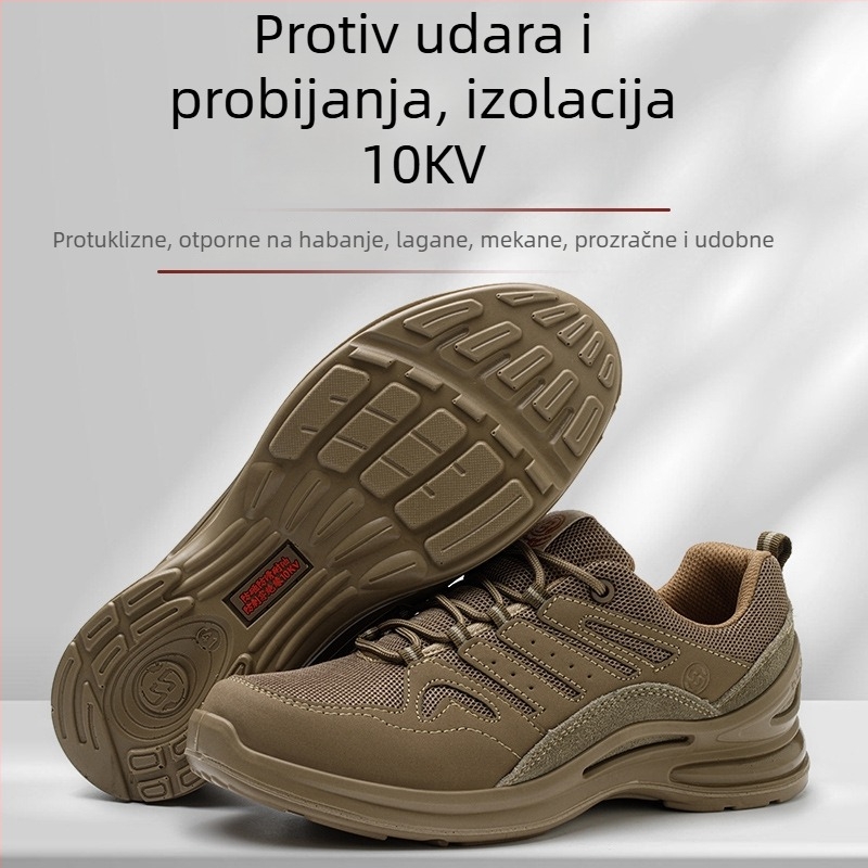 Muške cipele za zaštitu, lagane i izolirane, s 10KV električnom zaštitom, otpornost na probijanje i drobljenje, gornji dio od fly mesh, prstni kapak od plastike i čelika.