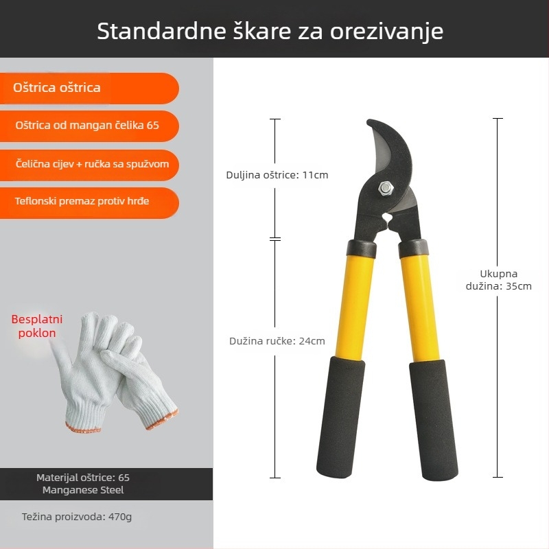 Teleskopske škare za grane s oštricama SK-5, aluminijska ručka, težina 1300 g