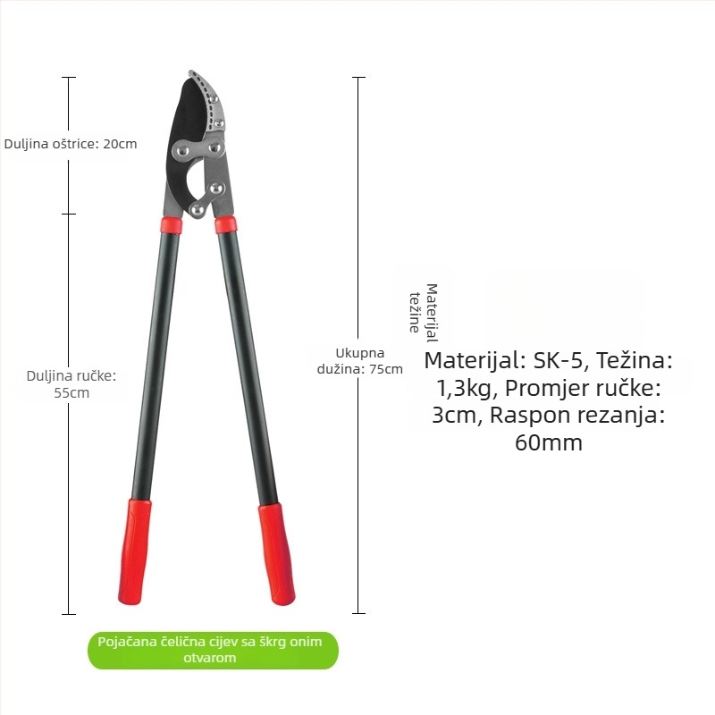 Teleskopske škare za grane s oštricama SK-5, aluminijska ručka, težina 1300 g
