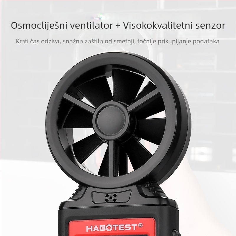Ručni anemometar HABOTEST HT625A/B, digitalni tester protoka zraka, visoka preciznost mjerenja brzine vjetra, temperatura i vlage