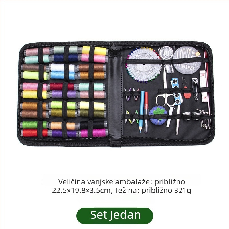 Komplet niti s kutijom za pohranu igala, višenamjenski set za šivanje za dom, 240 setova, oko 300 g, prilagodljiv