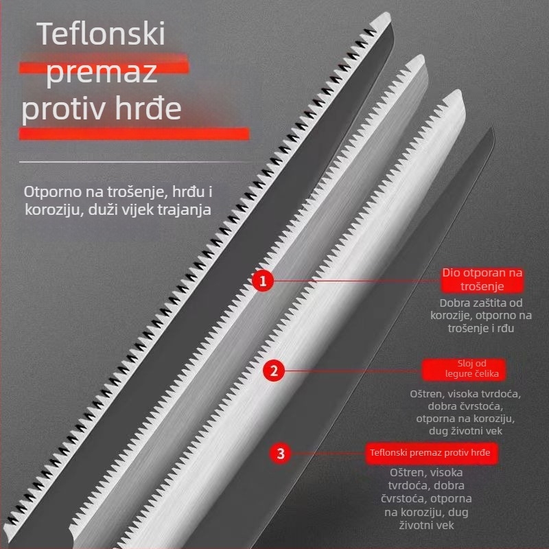 Independent ručna pila za drvo, SK5 čelik, model Great White Shark, za kućno podrezivanje, sječu i vrtlarenje; pogodna za suho i mokro drvo