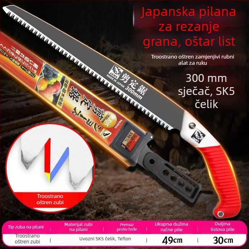 Independent ručna pila za drvo, SK5 čelik, model Great White Shark, za kućno podrezivanje, sječu i vrtlarenje; pogodna za suho i mokro drvo