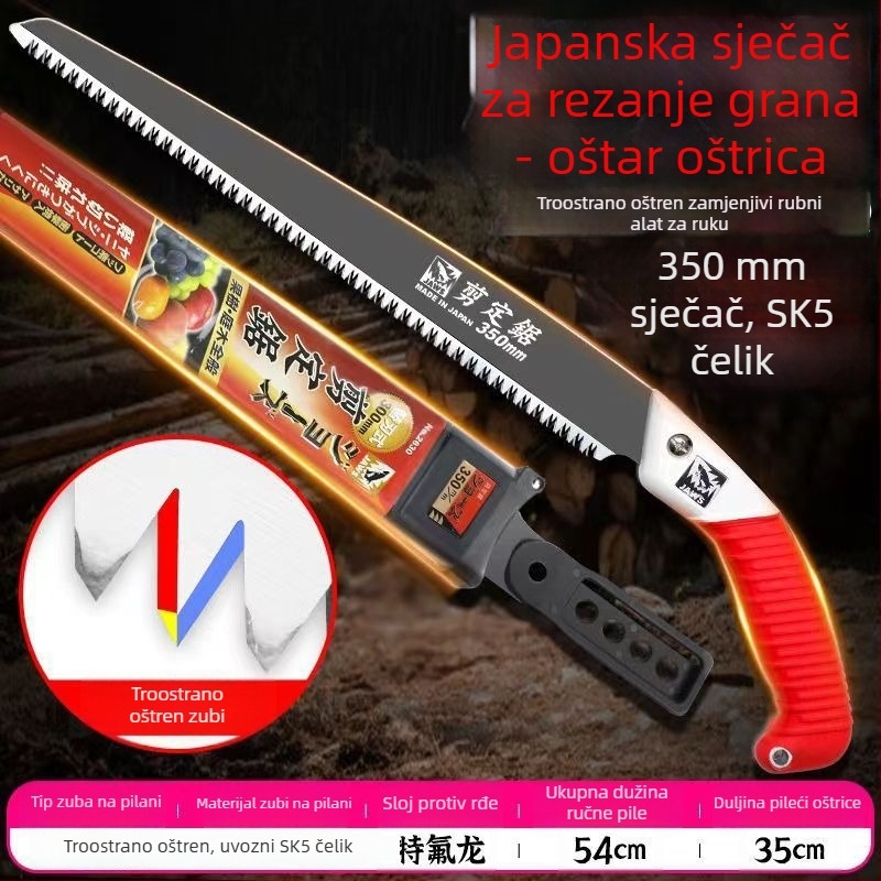 Independent ručna pila za drvo, SK5 čelik, model Great White Shark, za kućno podrezivanje, sječu i vrtlarenje; pogodna za suho i mokro drvo