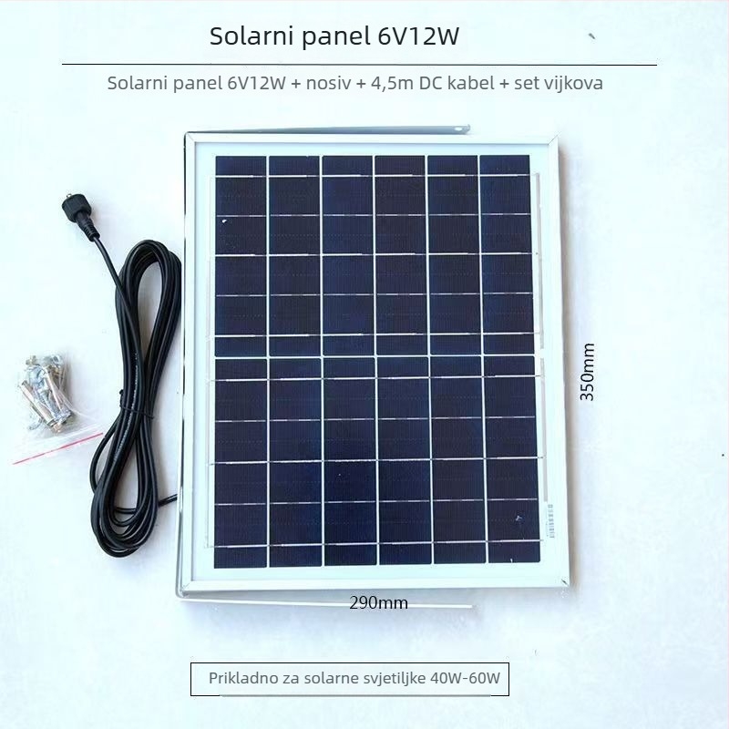 Solarni fotonaponski panel za punjenje, 6V, do 36V, 15–20W, pravokutnik 500x200 mm, trajnost više od 25 godina