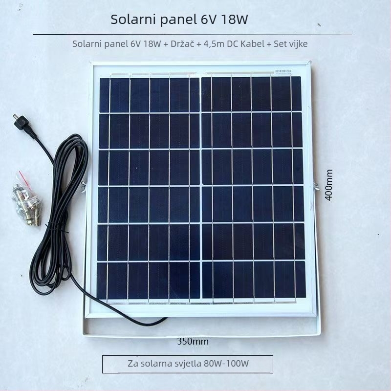Solarni fotonaponski panel za punjenje, 6V, do 36V, 15–20W, pravokutnik 500x200 mm, trajnost više od 25 godina