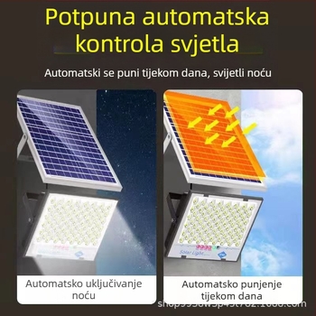 LED solarno flood svjetlo za vanjsku upotrebu, IP67 vodootporno, 100W, 3.2V, indukcijski prekidač, radno trajanje 12–16 sati