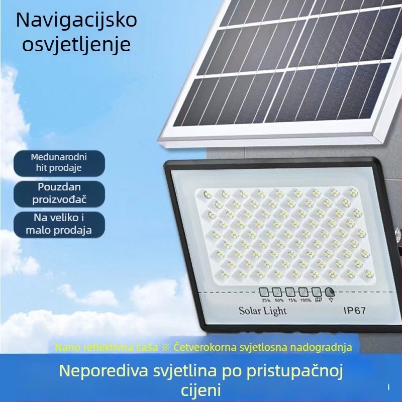 LED solarno flood svjetlo za vanjsku upotrebu, IP67 vodootporno, 100W, 3.2V, indukcijski prekidač, radno trajanje 12–16 sati