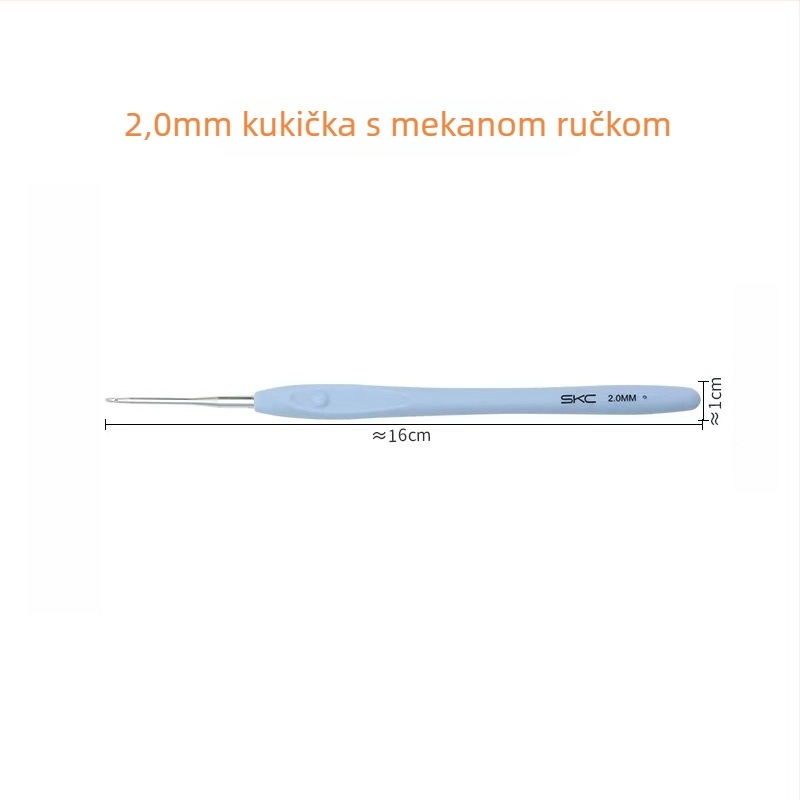 Aluminijska kukica za kukičanje s mekanom TPR drškom, SKC – sladak stil, kutija 100 kom.