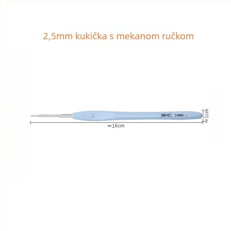 Aluminijska kukica za kukičanje s mekanom TPR drškom, SKC – sladak stil, kutija 100 kom.