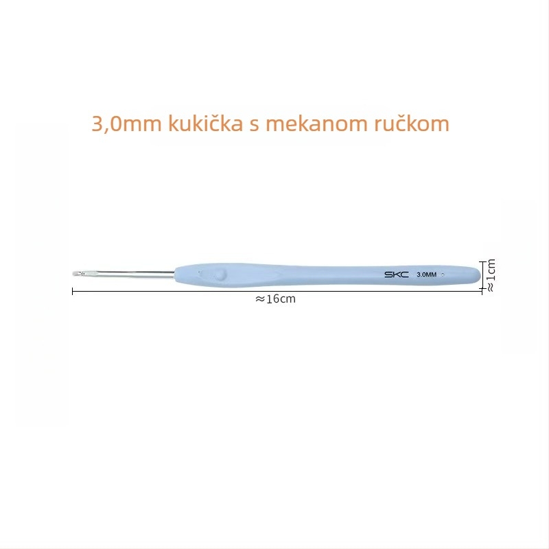 Aluminijska kukica za kukičanje s mekanom TPR drškom, SKC – sladak stil, kutija 100 kom.