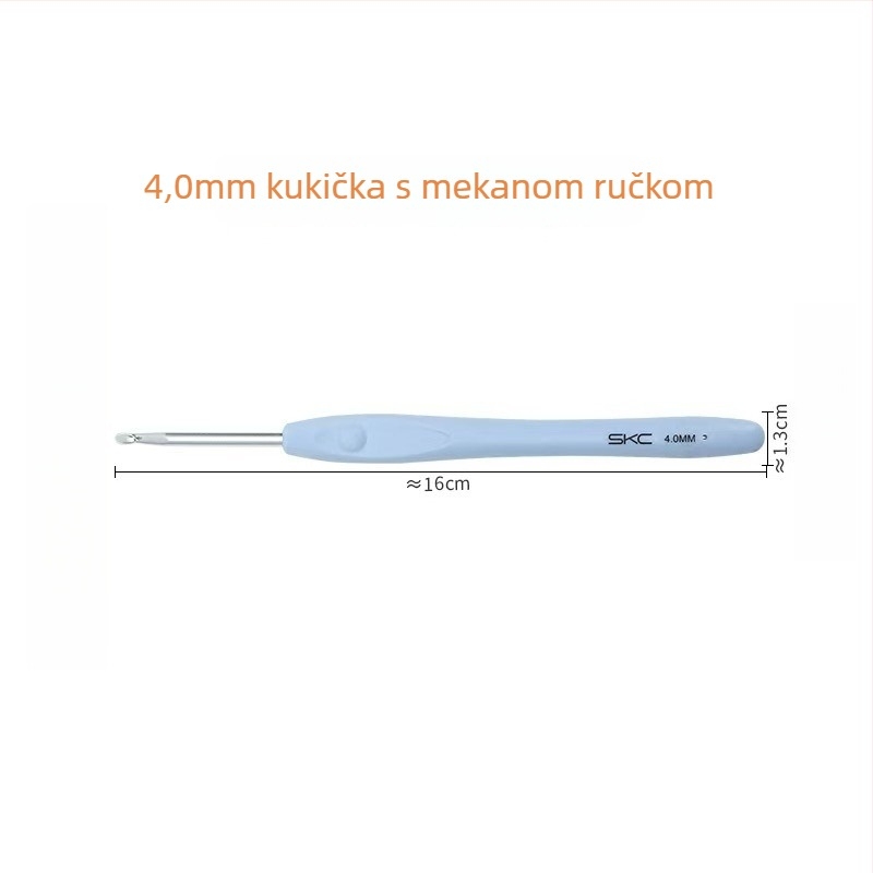 Aluminijska kukica za kukičanje s mekanom TPR drškom, SKC – sladak stil, kutija 100 kom.