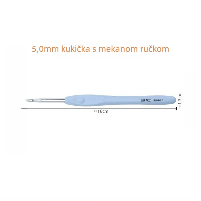 Aluminijska kukica za kukičanje s mekanom TPR drškom, SKC – sladak stil, kutija 100 kom.