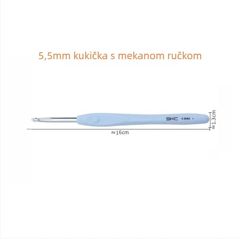 Aluminijska kukica za kukičanje s mekanom TPR drškom, SKC – sladak stil, kutija 100 kom.