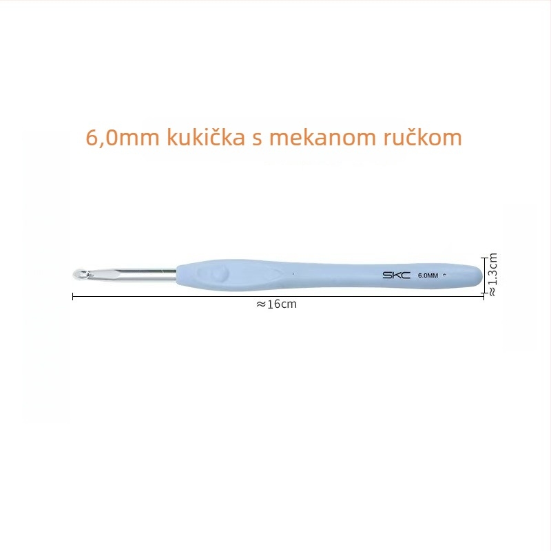 Aluminijska kukica za kukičanje s mekanom TPR drškom, SKC – sladak stil, kutija 100 kom.