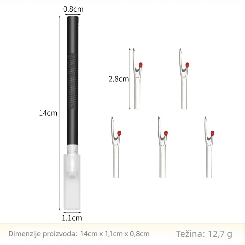 Set za uklanjanje šavova s oštricama od visokougljičnog čelika i ručkom od aluminijske legure, zamjenske oštrice, kutija 1000 kom., težina 16,6 g