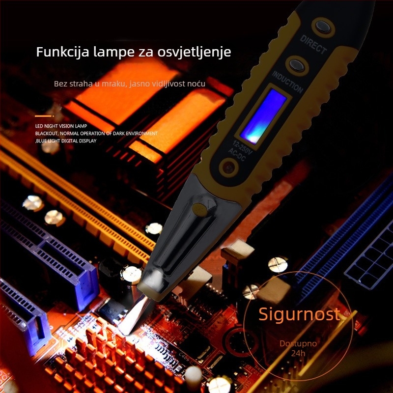 Record Work LED zaslon električno testno pero sa senzorom svjetla, ispitivanje propuštanja i provjera faze/neutralnog – za kućne i električare