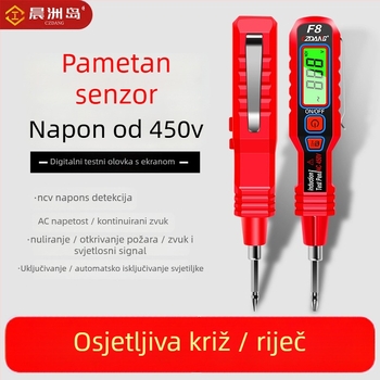 Pametan višefunkcionalni tester‑pero s induktivnim zvučnim i svjetlosnim alarmom i digitalnim zaslonom za provjeru kontinuiteta