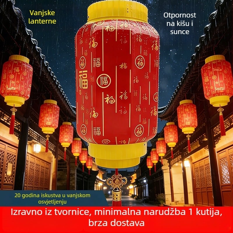 Vanjska LED viseća fenjer, kineskog stila, IP65, napajanje putem kabela