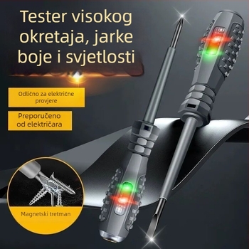 Električarski tester olovka s višenamjenskim odvijačem – ravni i križni nastavci s dvostrukim LED-ima