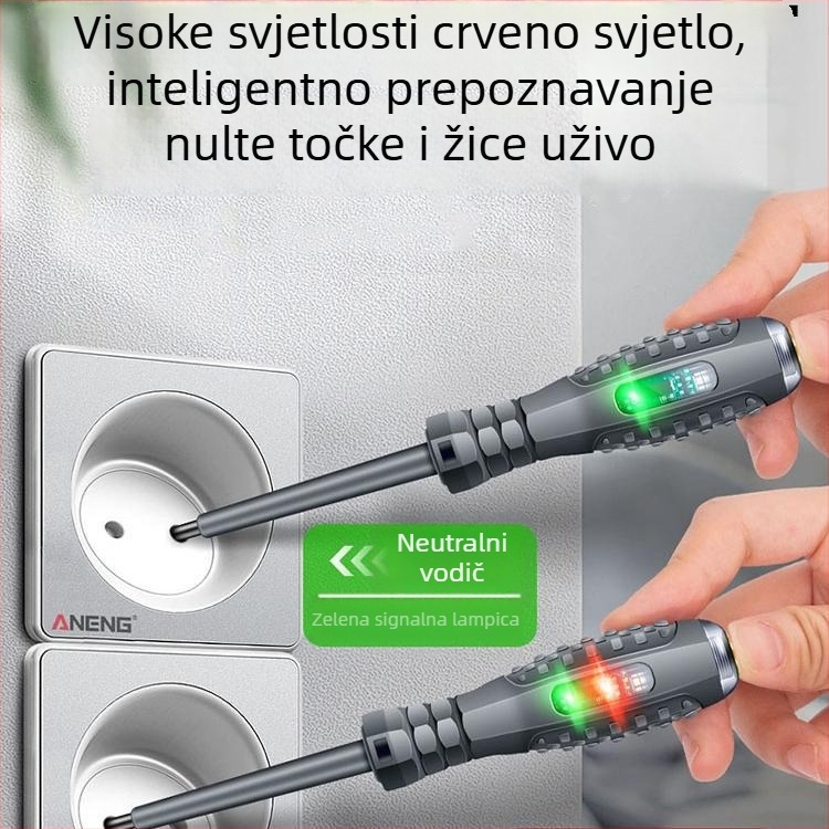 Električarski tester olovka s višenamjenskim odvijačem – ravni i križni nastavci s dvostrukim LED-ima