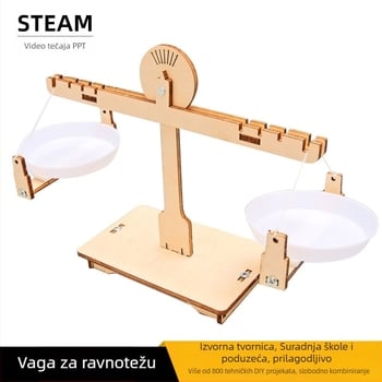 Drveni DIY komplet za balansnu vagu za fizičke eksperimente, višenamjenska STEM igračka za uzrast 7-14 godina