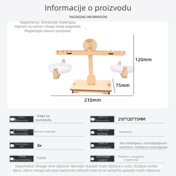 Drveni DIY komplet za balansnu vagu za fizičke eksperimente, višenamjenska STEM igračka za uzrast 7-14 godina