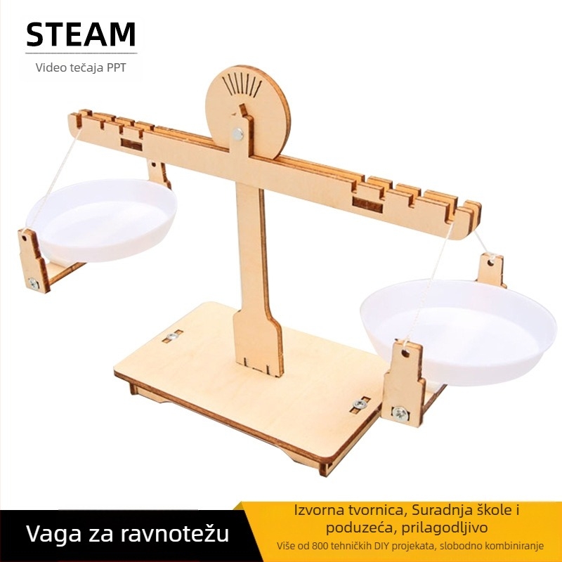 Drveni DIY komplet za balansnu vagu za fizičke eksperimente, višenamjenska STEM igračka za uzrast 7-14 godina
