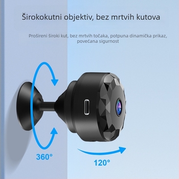 Pametna unutarnja kamera za nadzor – 2,8 mm žarišna duljina, domet 10–30 m, 480p rezolucija, upravljanje putem mobilne aplikacije, kompatibilna s iOS